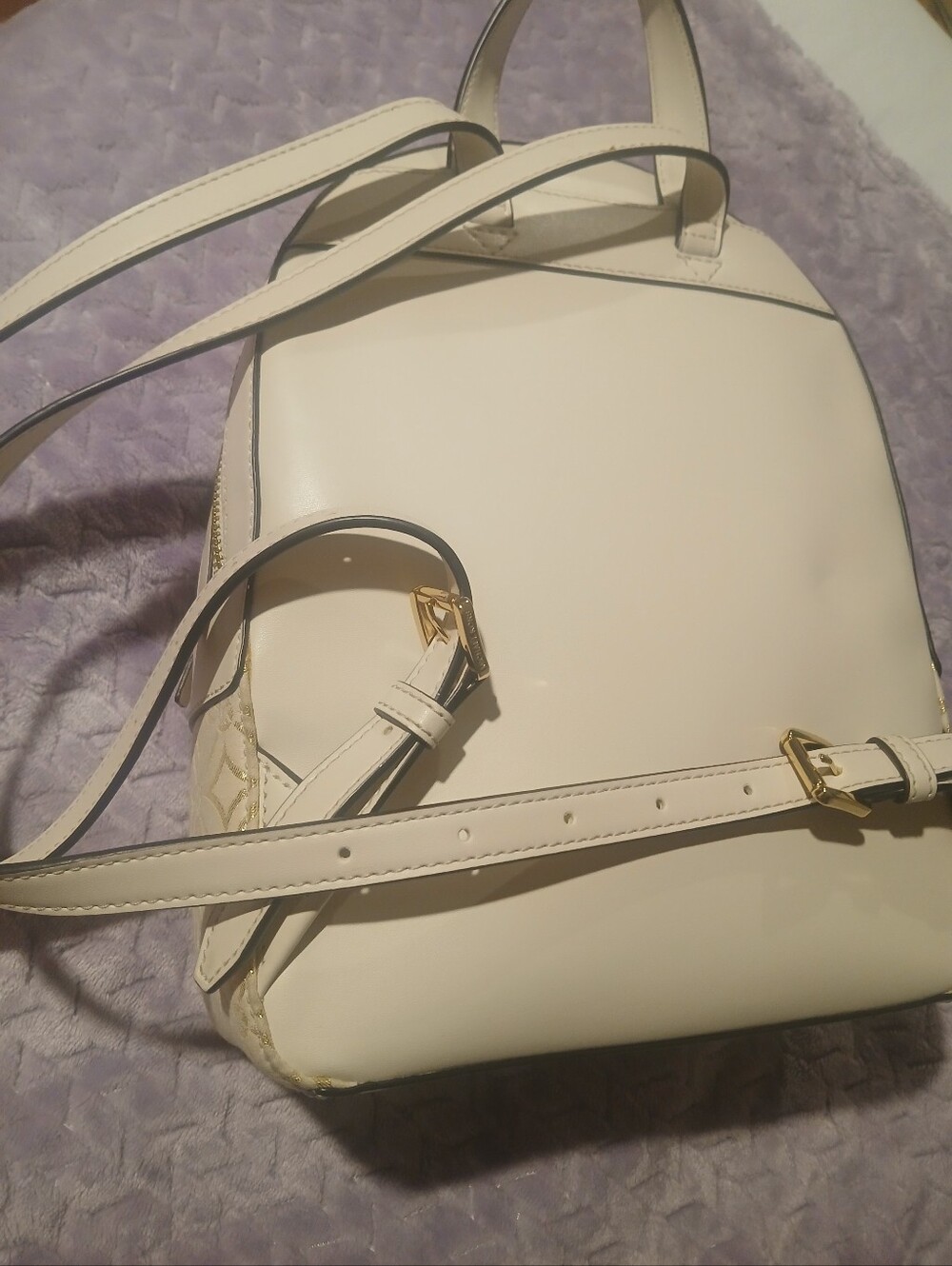 Michael Kors Cream and Gold Jacquard Logo Backpack - Picture 2 of 2